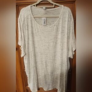 Old Navy Women's White And Grey Short Sleeve Long Tee